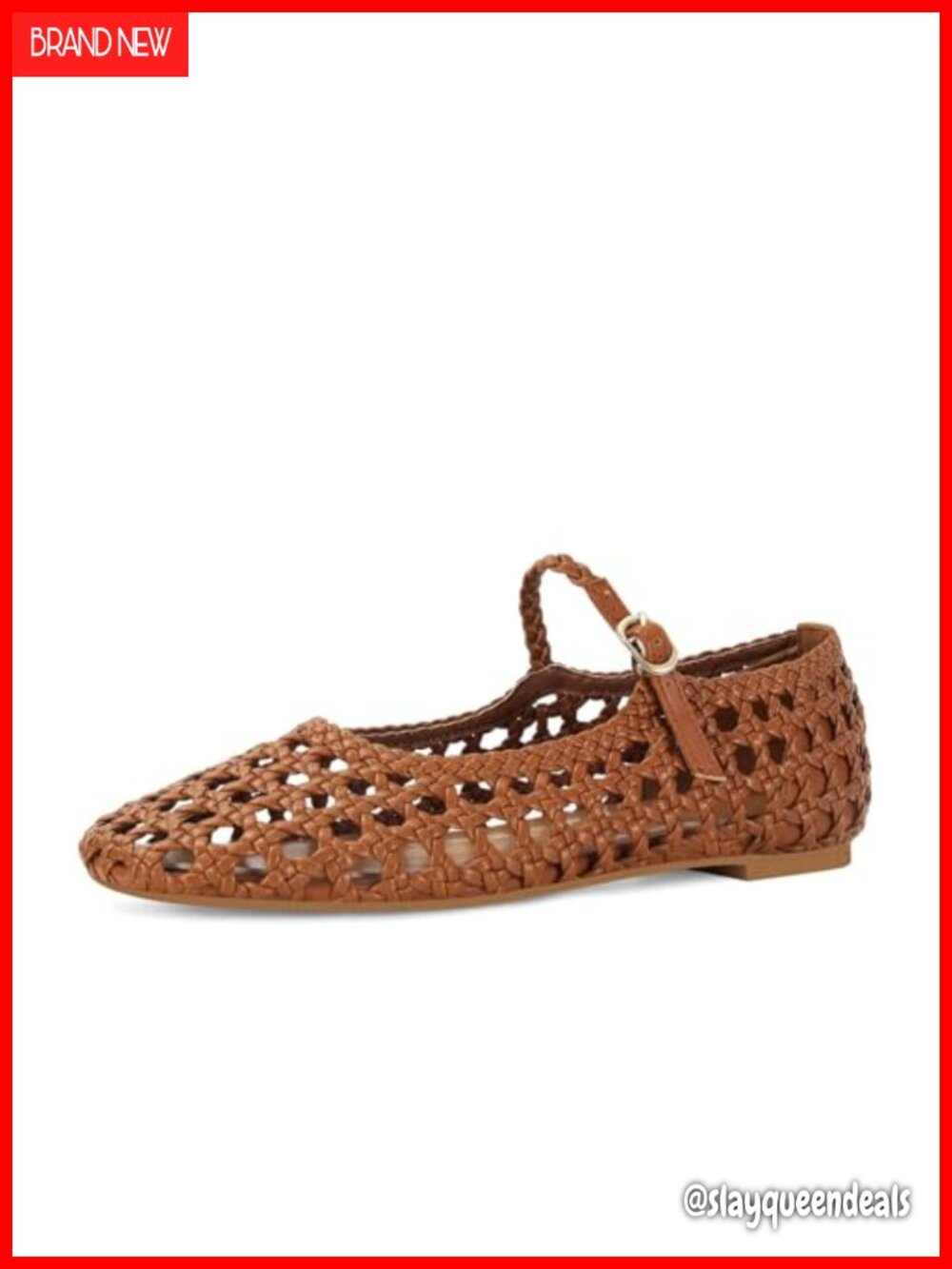 Woven Mesh Ballet Flats Round Toe Mary Jane Buckle Strap Comfortable Casual